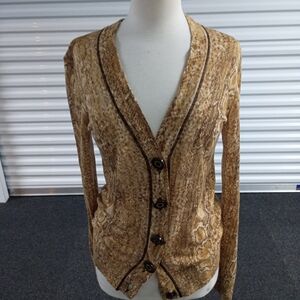 Women’s Brown Snake-Print Cardigan Jacket